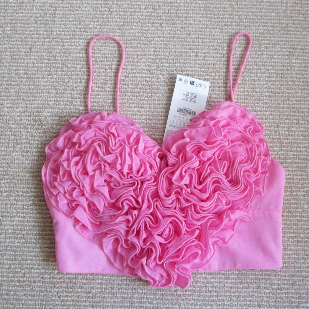 pink heart zara crop top